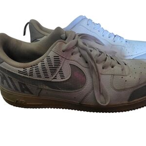 Nike Gray and White Athletic Shoes with Air Force 1 Design
